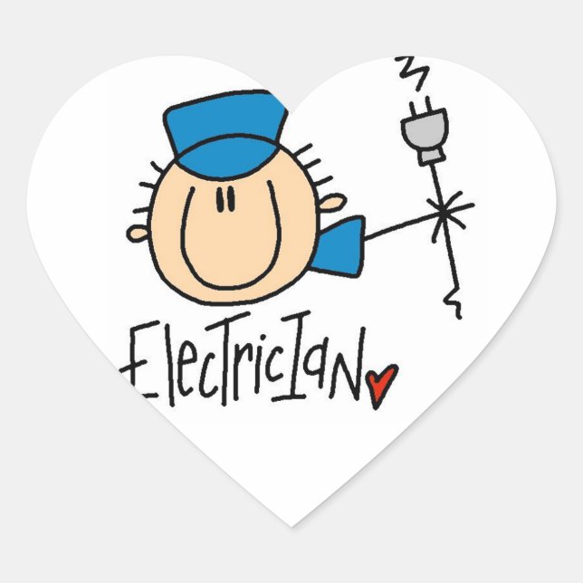 Pegatina En Forma De Corazón Electricista (Anverso)