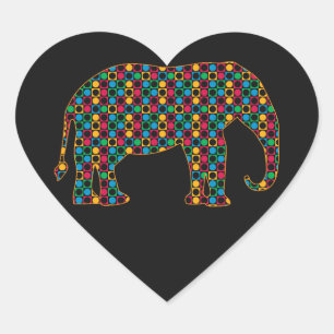 Pegatina En Forma De Corazón Elefante