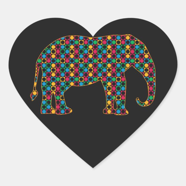 Pegatina En Forma De Corazón Elefante (Anverso)