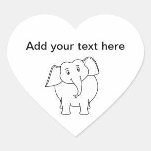 Pegatina En Forma De Corazón Elefante Blanco.