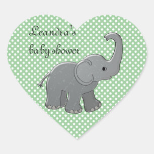 Pegatina En Forma De Corazón elefante de ducha de bebé verde