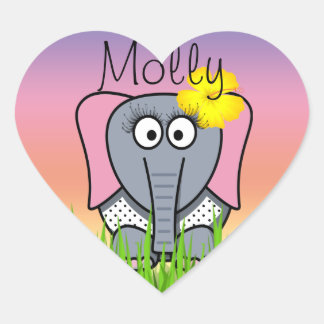 Pegatina En Forma De Corazón Elefante Girona En La Hierba