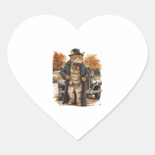 Pegatina En Forma De Corazón Elegancia de gato vintage