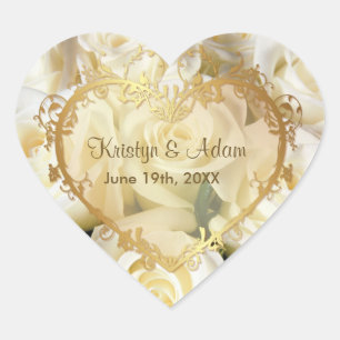 Pegatina En Forma De Corazón Elegancia de rosa blanca - Personalizar