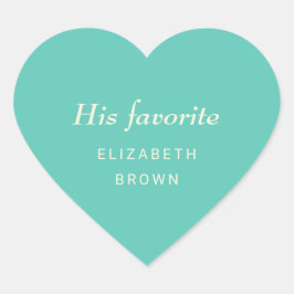 Pegatina En Forma De Corazón Elegante Awe Acuático Simple con Monograma Boda