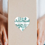 Pegatina En Forma De Corazón Elegante Boda moderno de color verde Verde azulado<br><div class="desc">La hermosa vegetación verde azulada hace una declaración elegante para su boda. Puede personalizar su información y cambiar la redacción para que se ajuste a su evento.</div>