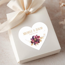 Pegatina En Forma De Corazón Elegante burdeos de oro blanco delicado