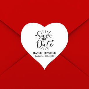 Pegatina En Forma De Corazón Elegante Caligrafía Boda Save the Date