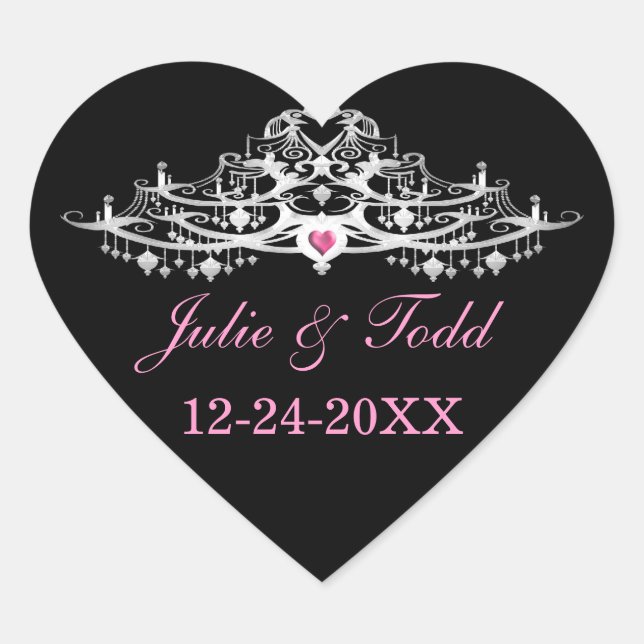 Pegatina En Forma De Corazón Elegante Candelabro Salven Al Boda De Fechas (Anverso)