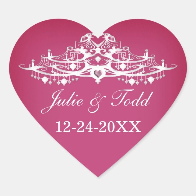 Pegatina En Forma De Corazón Elegante Candelabro Salven Al Boda De Fechas (Anverso)