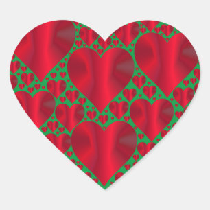 Pegatina En Forma De Corazón Elegante Corazón Rojo en verde
