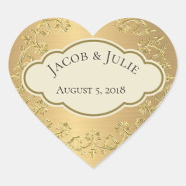 Pegatina En Forma De Corazón Elegante diseño del corazón de la hoja de oro metá