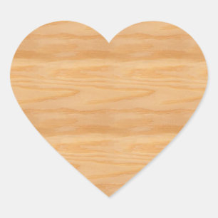 Pegatina En Forma De Corazón Elegante Diseño Naturaleza Madera en blanco Planti