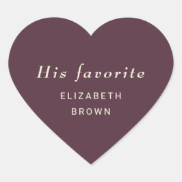 Pegatina En Forma De Corazón Elegante Laca Sencilla de Cerezo, Boda de Monogram