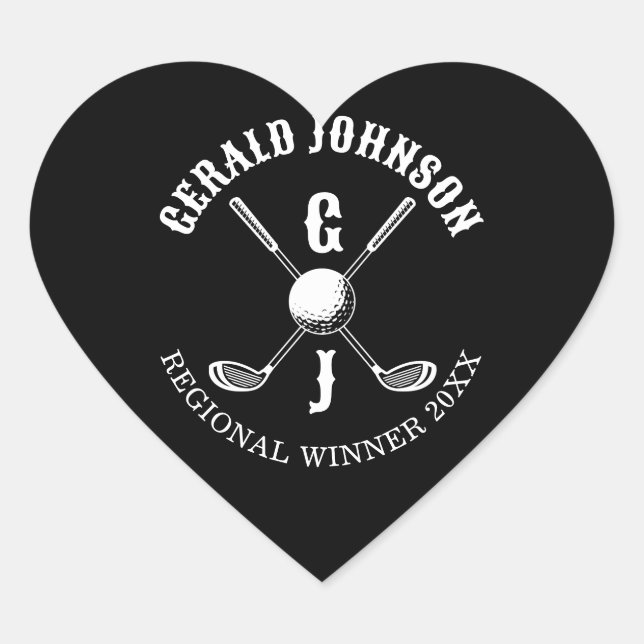 Pegatina En Forma De Corazón Elegante Monogr de Golf... (Anverso)