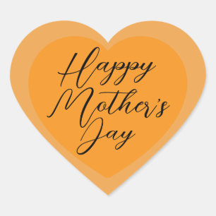 Pegatina En Forma De Corazón Elegante Naranja Feliz Día de la Madre