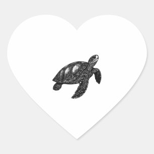 Pegatina En Forma De Corazón Elegante Natación Antigua Tortuga de Agua Copia
