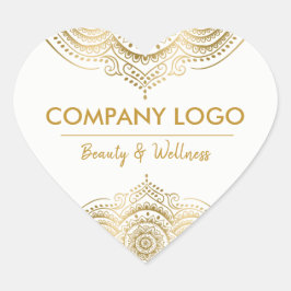 Pegatina En Forma De Corazón Elegante ornato dorado Mandala