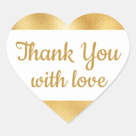 Pegatina En Forma De Corazón Elegante Oro y Blanco Gracias Glam Boda