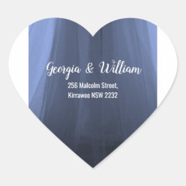 Pegatina En Forma De Corazón Elegante Pegatina B de dirección romántica azul de