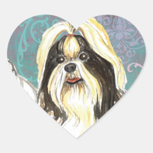 Pegatina En Forma De Corazón Elegante Pegatina del corazón de Shih Tzu