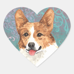 Pegatina En Forma De Corazón Elegante Pembroke Welsh Corgi