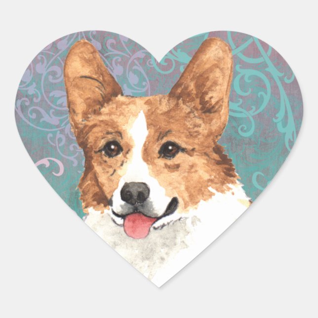 Pegatina En Forma De Corazón Elegante Pembroke Welsh Corgi (Anverso)