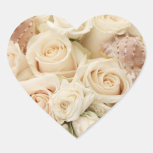 Pegatina En Forma De Corazón Elegante Rosa de Rubor Floral Heart