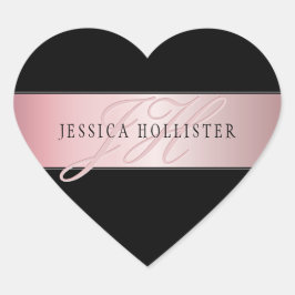 Pegatina En Forma De Corazón Elegante Rubor Faux Rosa Gold | Nombre e Iniciales