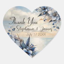 Pegatina En Forma De Corazón Elegante sutil atardecer y Boda floral Gracias