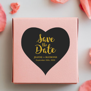 Pegatina En Forma De Corazón Elegante Tarjeta de "Save the Date" de Boda con Ho
