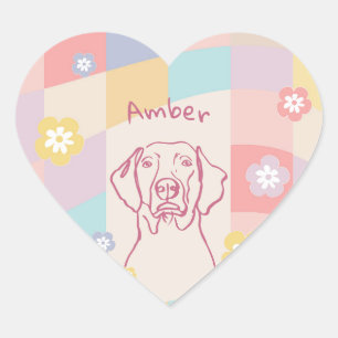 Pegatina En Forma De Corazón Elegante Weimaraner Perro simple de color