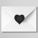 Pegatina En Forma De Corazón Elegante y simple boda negra minimalista<br><div class="desc">Elegante, sencillo y minimalista, regalo de boda negro, pegatina en forma de corazón, con un elegante y elegante guión de moda a la moda en caligrafía. Fácil de personalizar con tus detalles! Adecuado para bodas temáticos neutrales formales. Tenga en cuenta que el color de fondo se puede cambiar para que...</div>