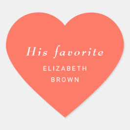 Pegatina En Forma De Corazón Elegante y simple llanura de neón con Boda monogra