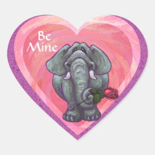 Pegatina En Forma De Corazón Elephant El día de San Valentín