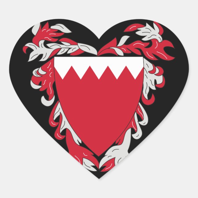 Pegatina En Forma De Corazón emblema de Bahrein (Anverso)