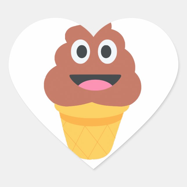 Pegatina En Forma De Corazón emoji de caca de helado (Anverso)