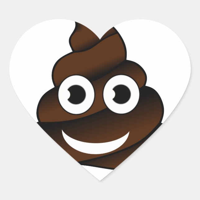 Pegatina En Forma De Corazón emoji de poop divertida (Anverso)