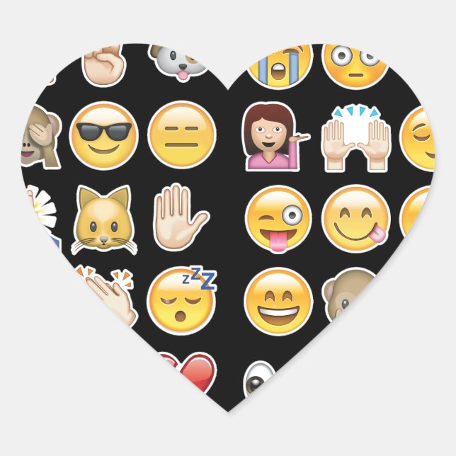 Pegatina En Forma De Corazón emoji negra (Anverso)