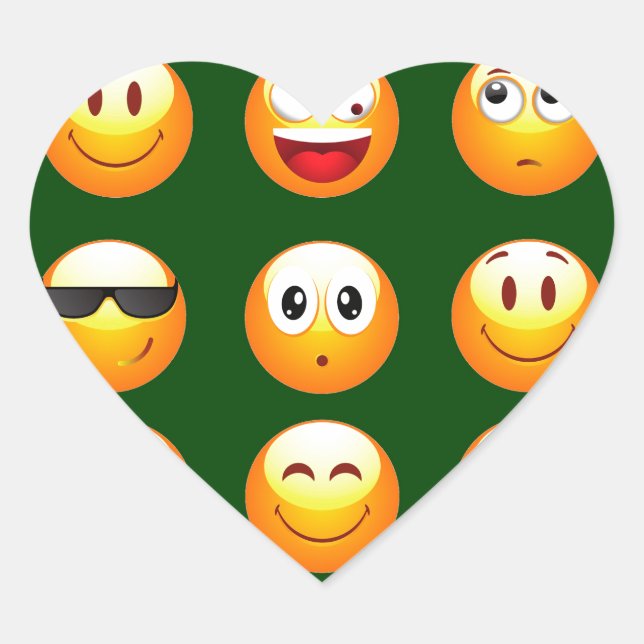 Pegatina En Forma De Corazón emoji verde oscuro (Anverso)