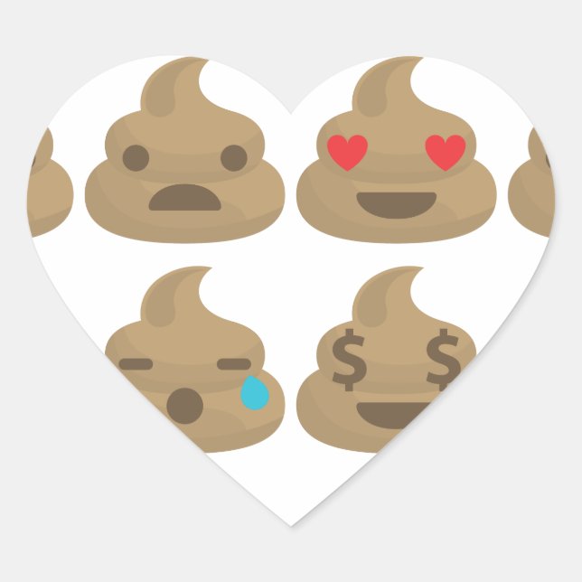 Pegatina En Forma De Corazón emojis de poop (Anverso)