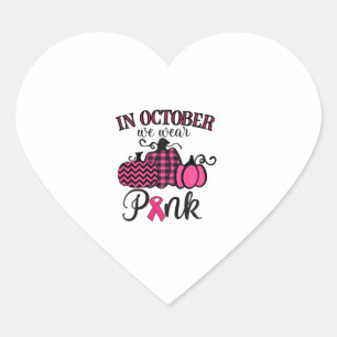 Pegatina En Forma De Corazón En Octubre Usamos Cáncer De Mama Rosado