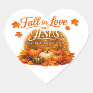 Pegatina En Forma De Corazón Enamórate de Jesús Sticker – 1 Juan 4:19 RVR
