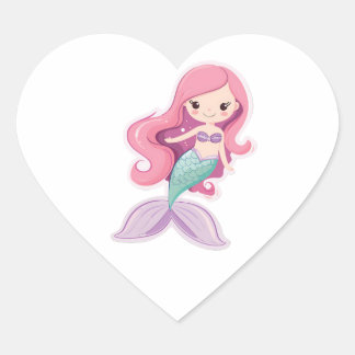 Pegatina En Forma De Corazón Encantadora sirena pastel