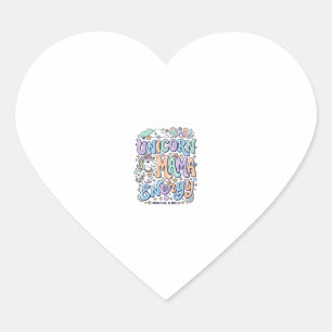 Pegatina En Forma De Corazón Energía de Mamá Unicornio Kawaii Diseño Vectorial_