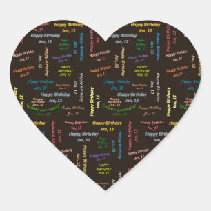 Pegatina En Forma De Corazón Enero, 12 Pegatina de cumpleaños