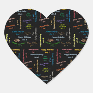 Pegatina En Forma De Corazón Enero, 1 Pegatina de Cumpleaños
