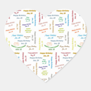 Pegatina En Forma De Corazón Enero, 29 Pegatina de cumpleaños