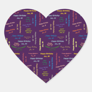 Pegatina En Forma De Corazón Enero, 30 Pegatina de cumpleaños