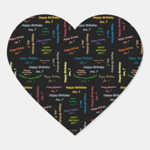 Pegatina En Forma De Corazón Enero, 7 Pegatina de cumpleaños